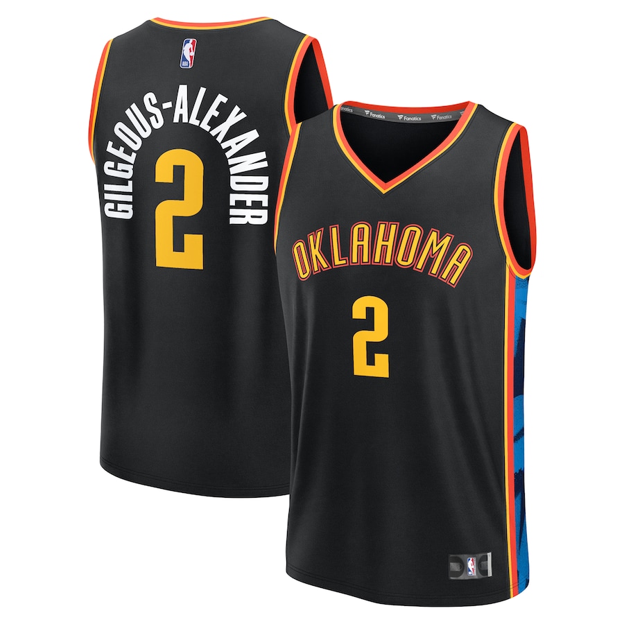 Men Oklahoma City Thunder #2 Shai Gilgeous-Alexander Fanatics Black City Edition 2024-25 Fast Break Player NBA Jersey->youth nba jersey->Youth Jersey
